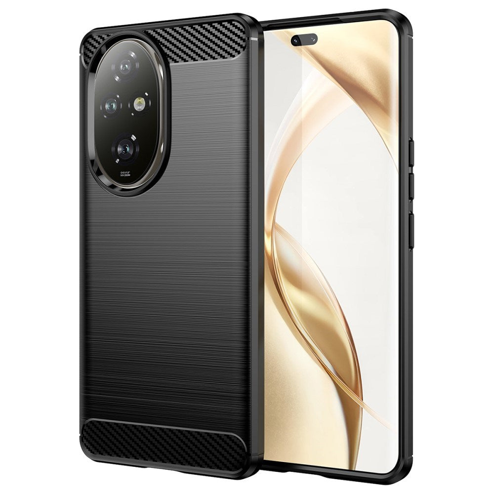 EIDERWOOD Honor 200 Pro (5G) Brushed Carbon Fiber Fleksibelt Plastik Cover - Sort