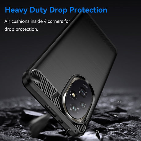 EIDERWOOD Honor 200 Pro (5G) Brushed Carbon Fiber Fleksibelt Plastik Cover - Sort