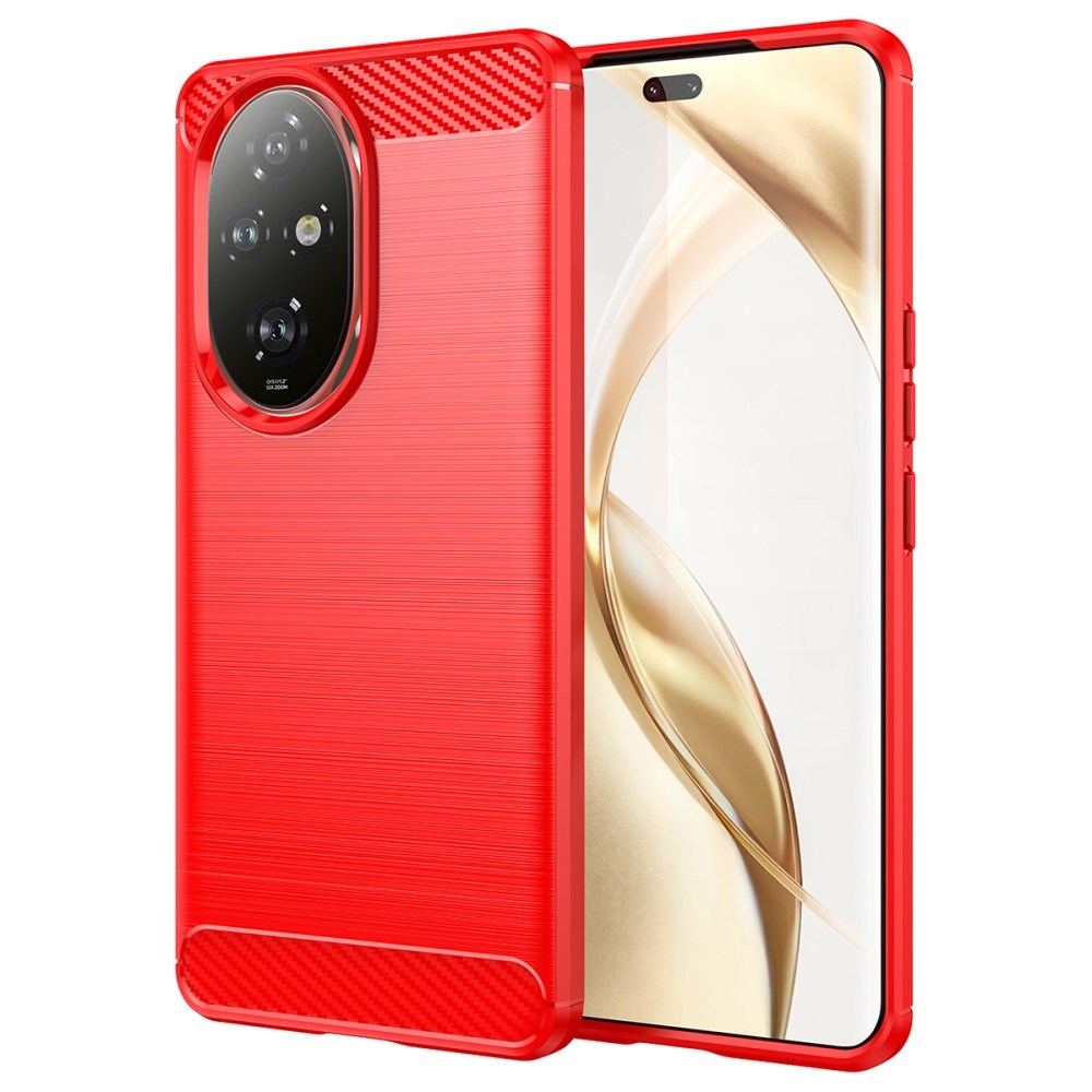 EIDERWOOD Honor 200 Pro (5G) Brushed Carbon Fiber Fleksibelt Plastik Cover - Rød
