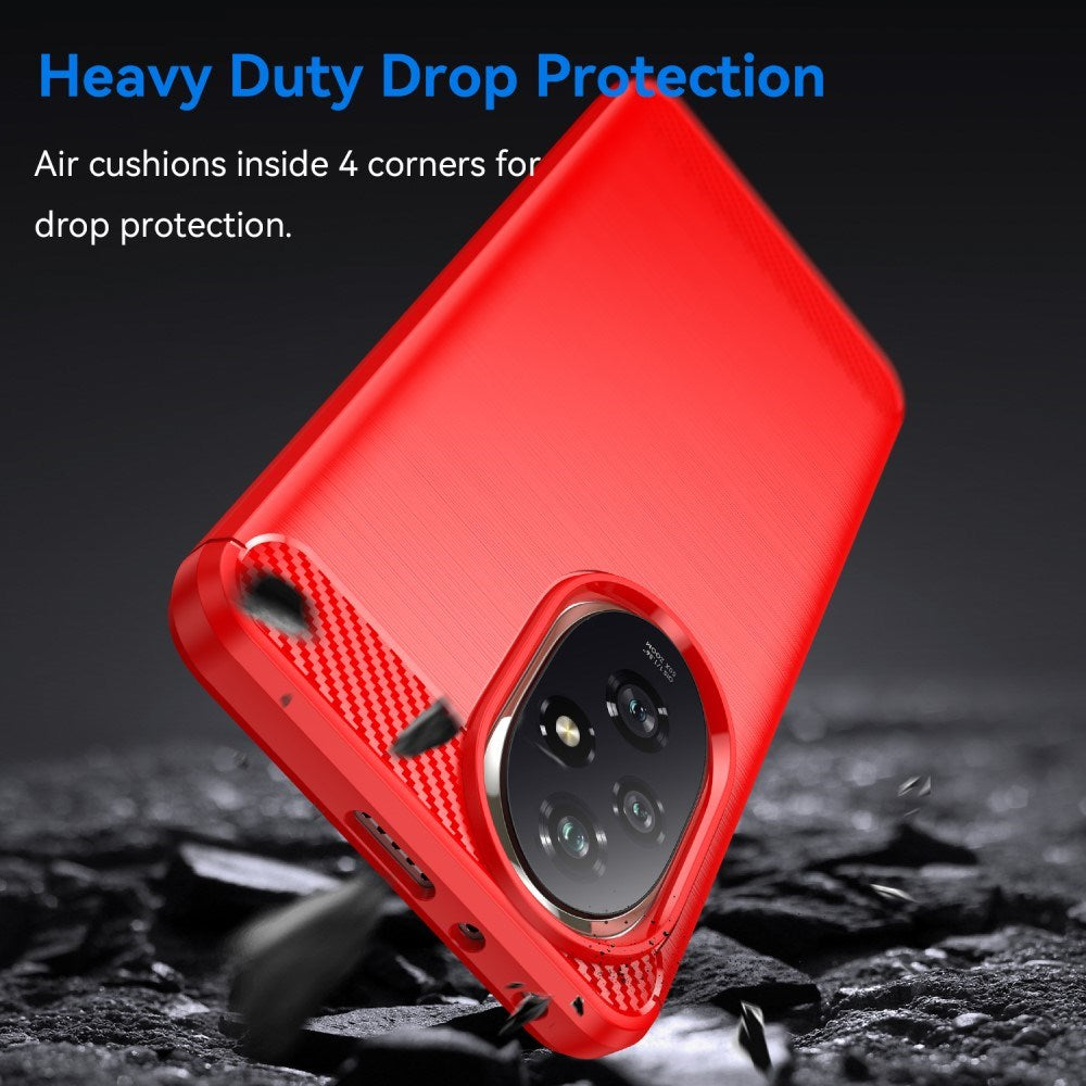 EIDERWOOD Honor 200 Pro (5G) Brushed Carbon Fiber Fleksibelt Plastik Cover - Rød