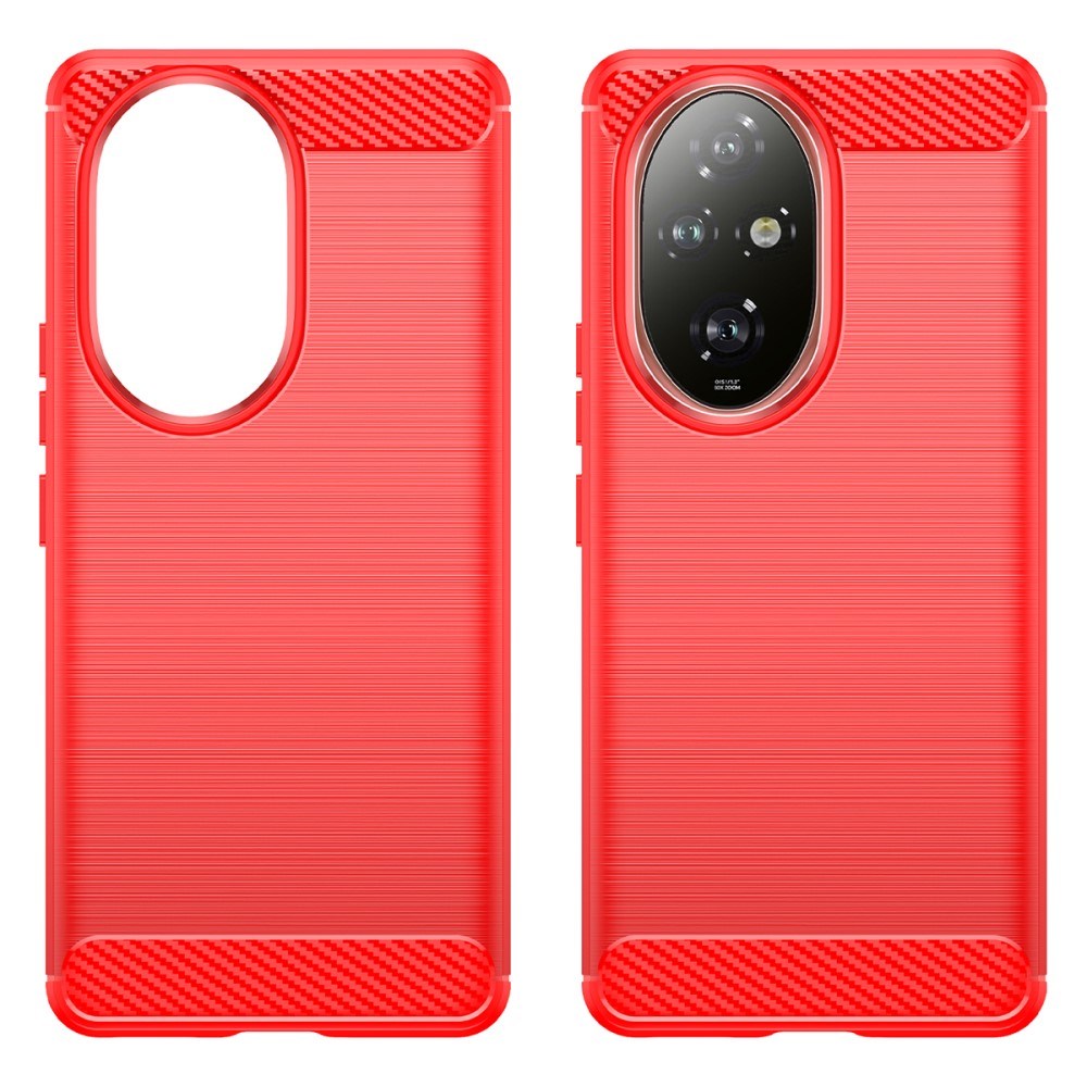 EIDERWOOD Honor 200 Pro (5G) Brushed Carbon Fiber Fleksibelt Plastik Cover - Rød