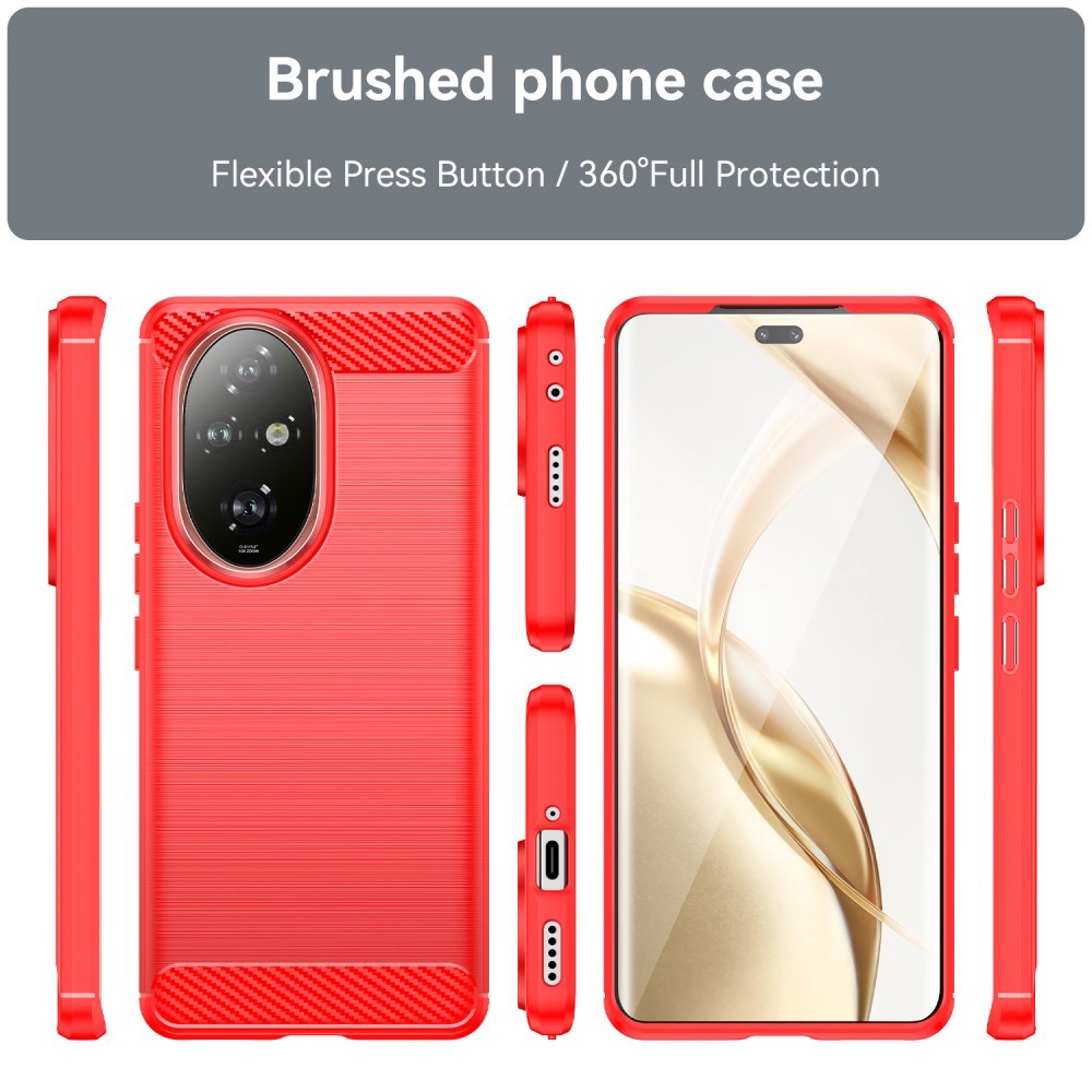 EIDERWOOD Honor 200 Pro (5G) Brushed Carbon Fiber Fleksibelt Plastik Cover - Rød
