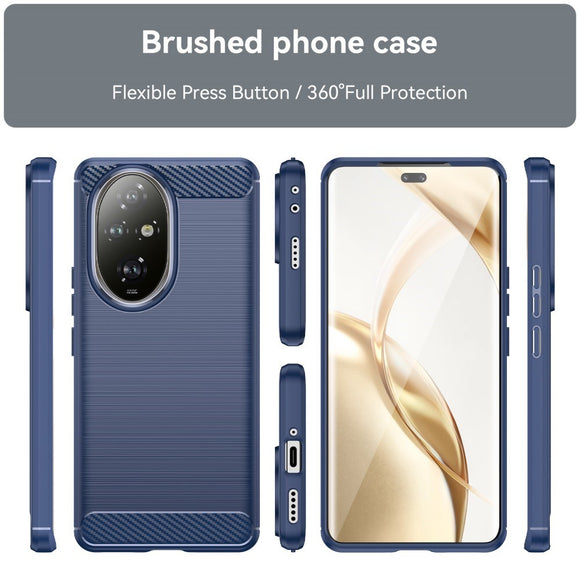 EIDERWOOD Honor 200 Pro (5G) Brushed Carbon Fiber Fleksibelt Plastik Cover - Blå