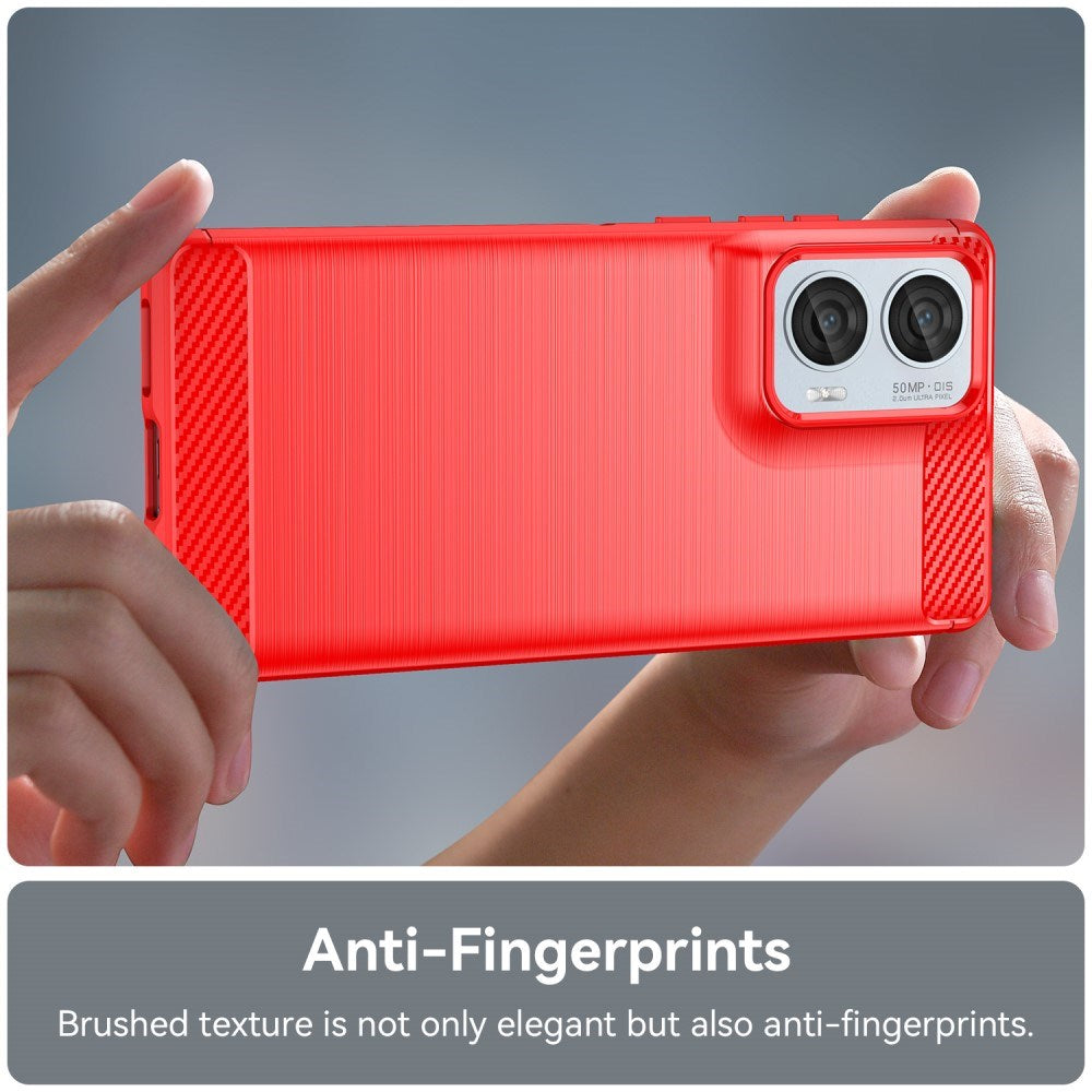 EIDERWOOD Motorola Edge 50 Fusion Brushed Carbon Cover - Rød
