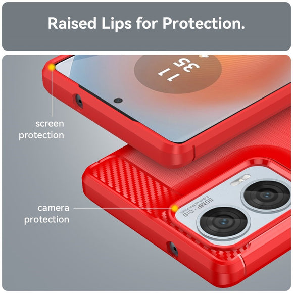 EIDERWOOD Motorola Edge 50 Fusion Brushed Carbon Cover - Rød