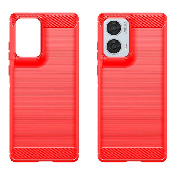 EIDERWOOD Motorola Edge 50 Fusion Brushed Carbon Cover - Rød