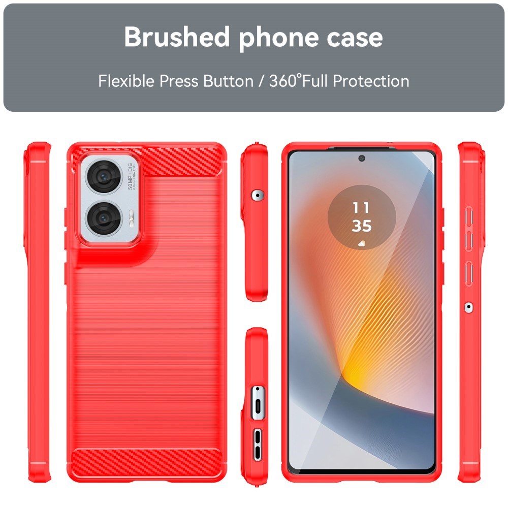 EIDERWOOD Motorola Edge 50 Fusion Brushed Carbon Cover - Rød