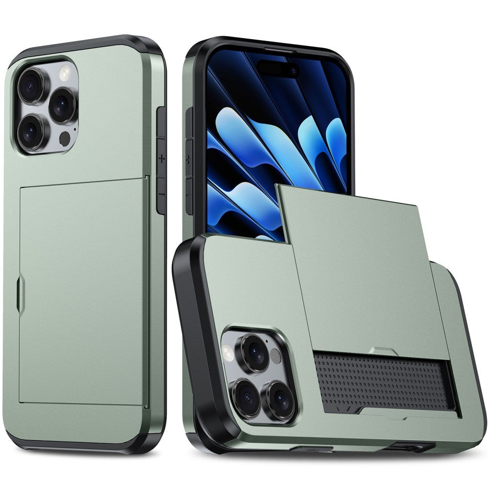 EIDERWOOD iPhone 16 Pro Hybrid Håndværkercover m. Kortholder - Grøn