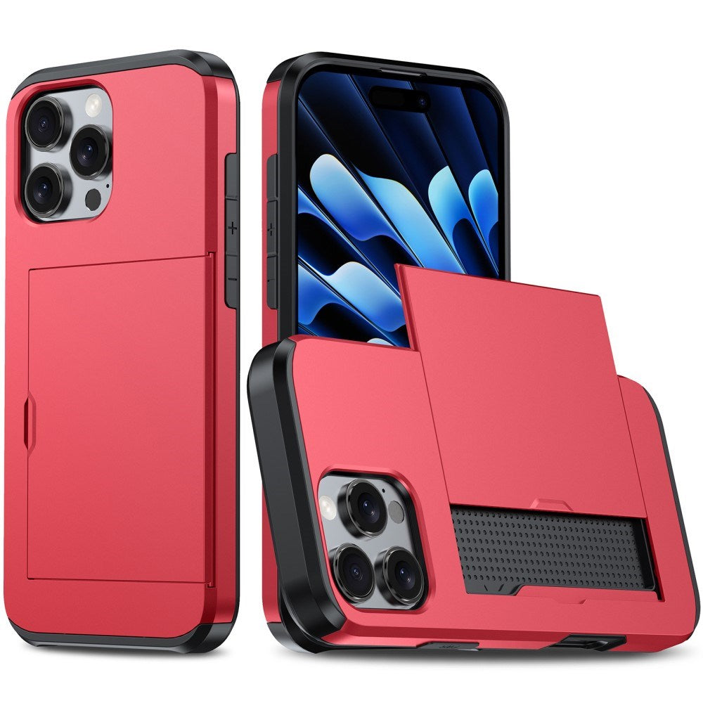 EIDERWOOD iPhone 16 Pro Hybrid Håndværkercover m. Kortholder - Rød