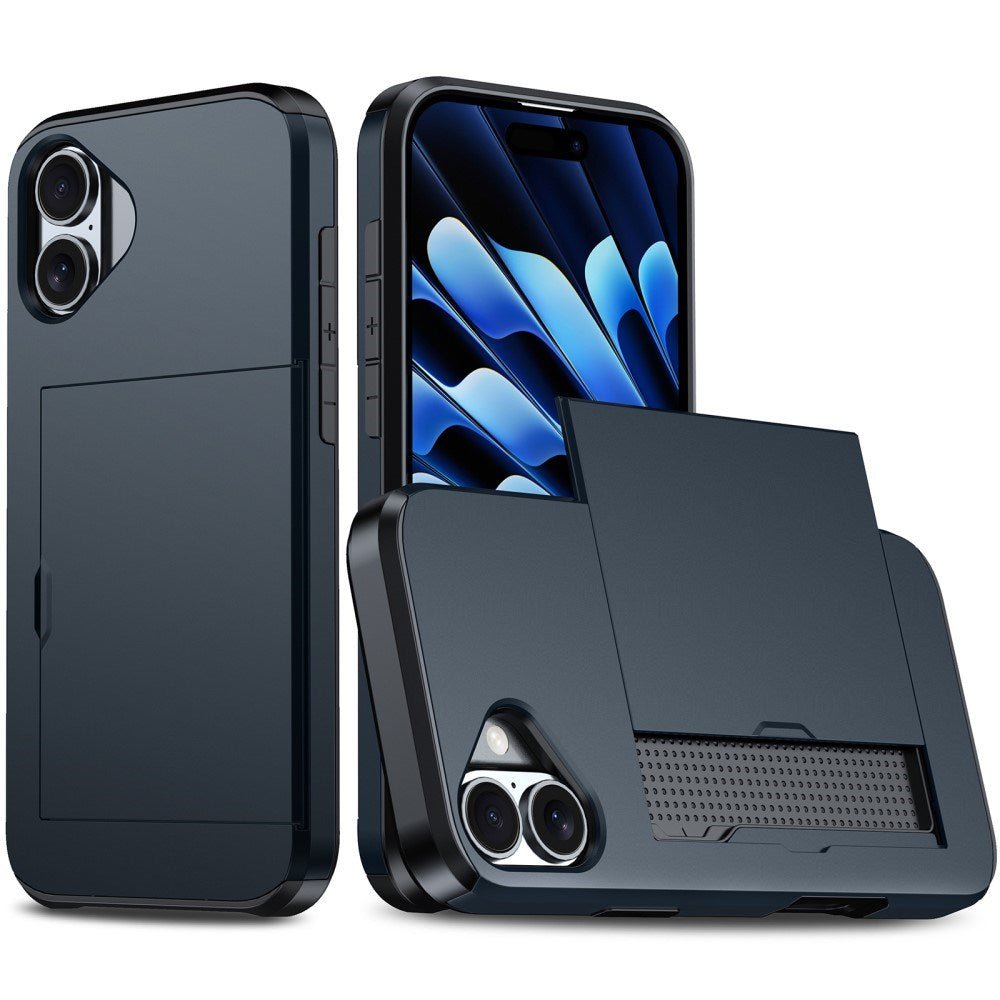 EIDERWOOD iPhone 16 Hybrid Håndværkercover m. Kortholder - Mørkeblå