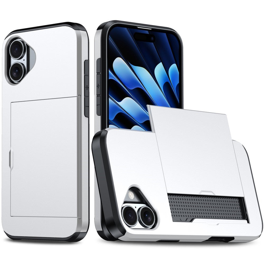 EIDERWOOD iPhone 16 Hybrid Håndværkercover m. Kortholder - Sølv
