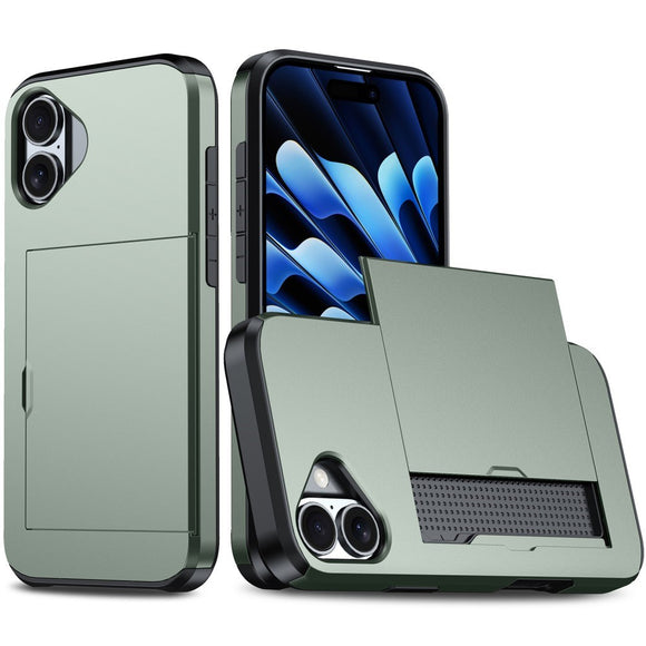 EIDERWOOD iPhone 16 Hybrid Håndværkercover m. Kortholder - Grøn