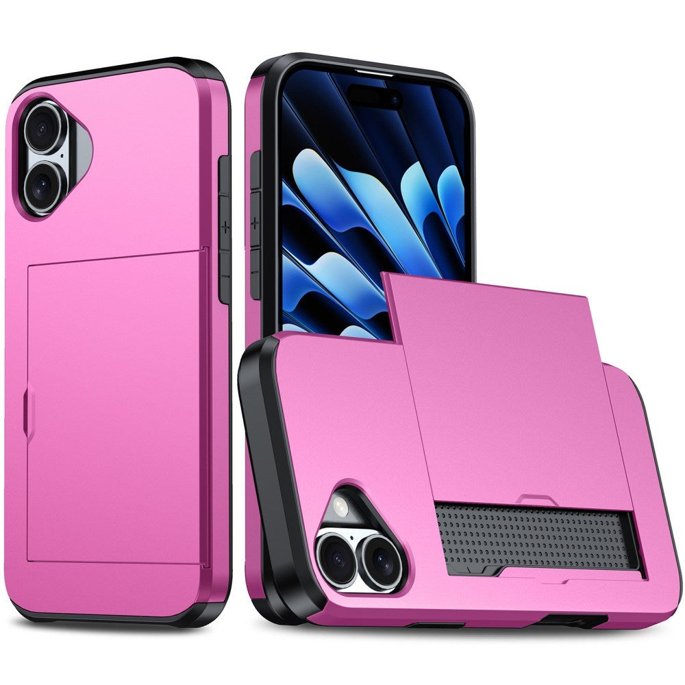EIDERWOOD iPhone 16 Hybrid Håndværkercover m. Kortholder - Pink