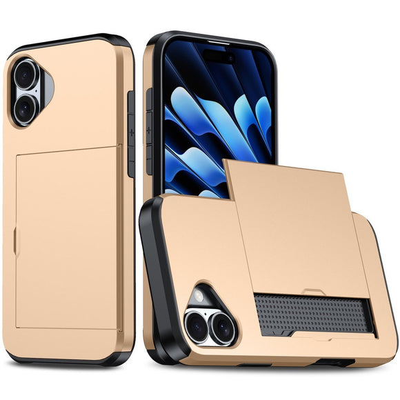EIDERWOOD iPhone 16 Hybrid Håndværkercover m. Kortholder - Guld