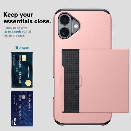 EIDERWOOD iPhone 16 Hybrid Håndværkercover m. Kortholder - Guld