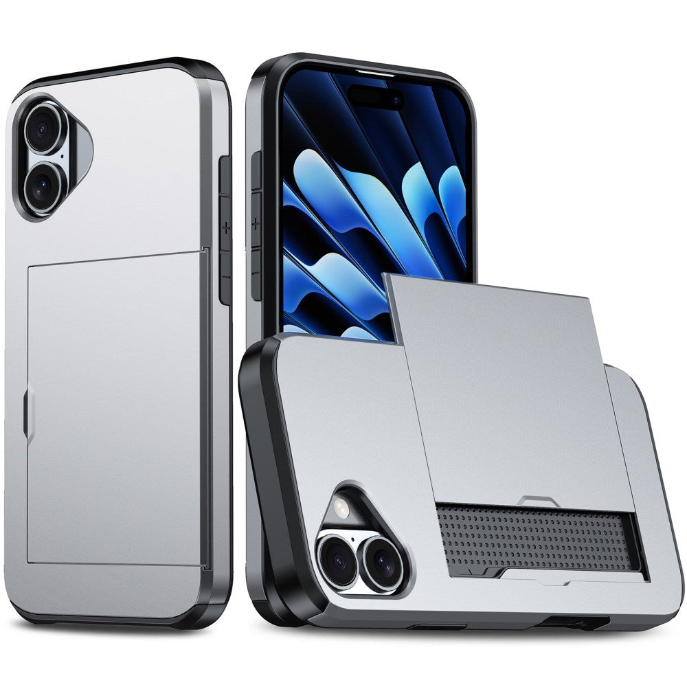 EIDERWOOD iPhone 16 Hybrid Håndværkercover m. Kortholder - Grå