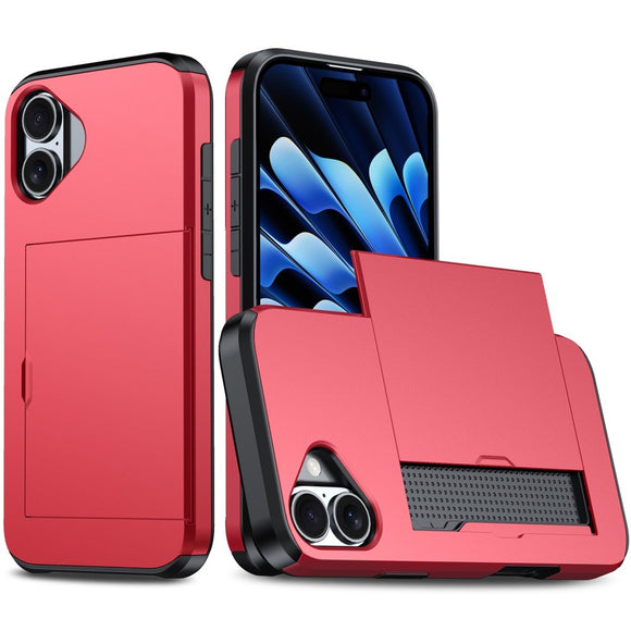 EIDERWOOD iPhone 16 Hybrid Håndværkercover m. Kortholder - Rød