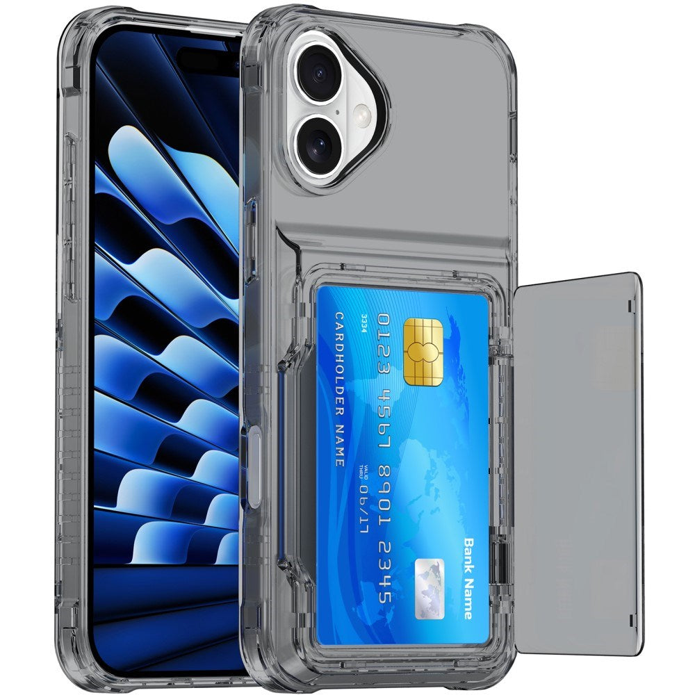 EIDERWOOD iPhone 16 Plus Hybrid Plastik Cover m. Kortholder - Gennemsigtig Sort
