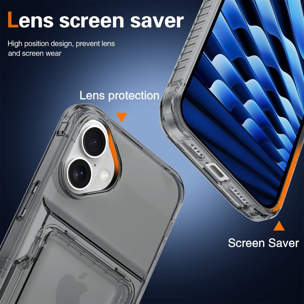 EIDERWOOD iPhone 16 Plus Hybrid Plastik Cover m. Kortholder - Gennemsigtig Sort