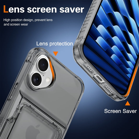EIDERWOOD iPhone 16 Plus Hybrid Plastik Cover m. Kortholder - Gennemsigtig Sort