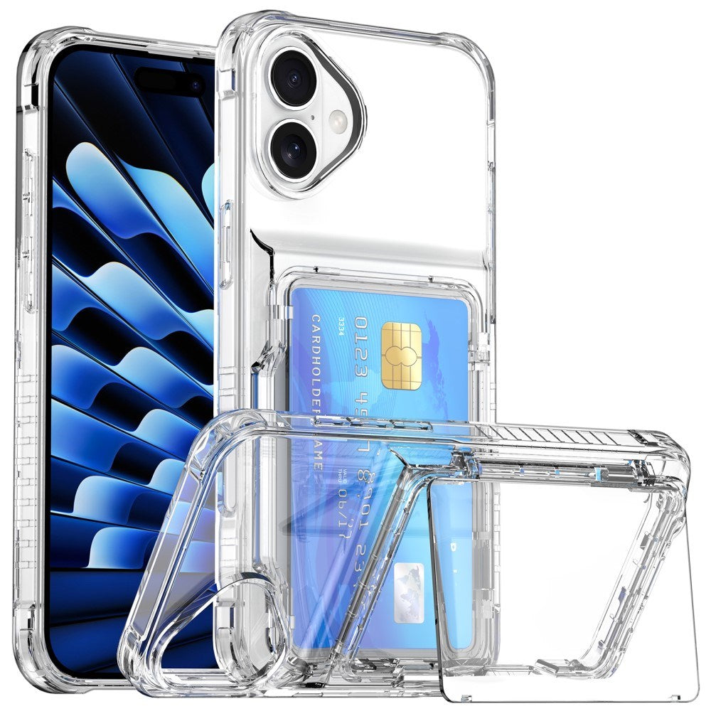 EIDERWOOD iPhone 16 Hybrid Plastik Cover m. Kortholder - Gennemsigtig