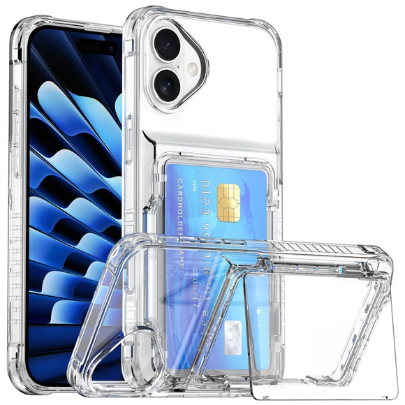 EIDERWOOD iPhone 16 Hybrid Plastik Cover m. Kortholder - Gennemsigtig