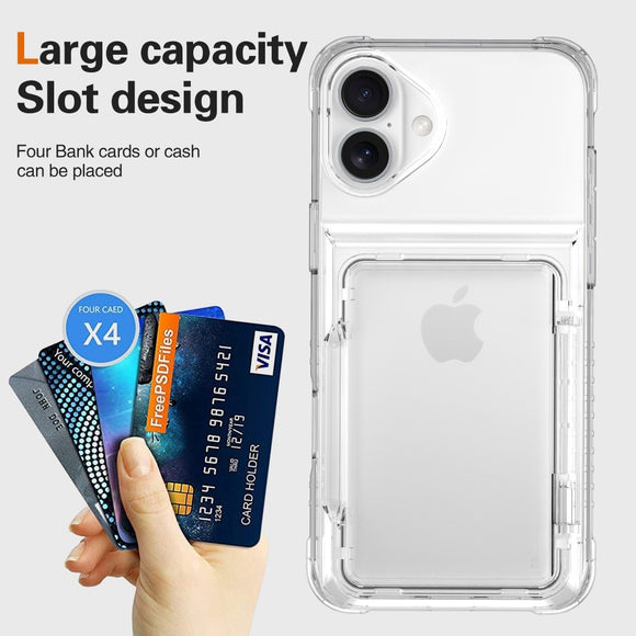 EIDERWOOD iPhone 16 Hybrid Plastik Cover m. Kortholder - Gennemsigtig