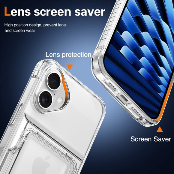 EIDERWOOD iPhone 16 Hybrid Plastik Cover m. Kortholder - Gennemsigtig