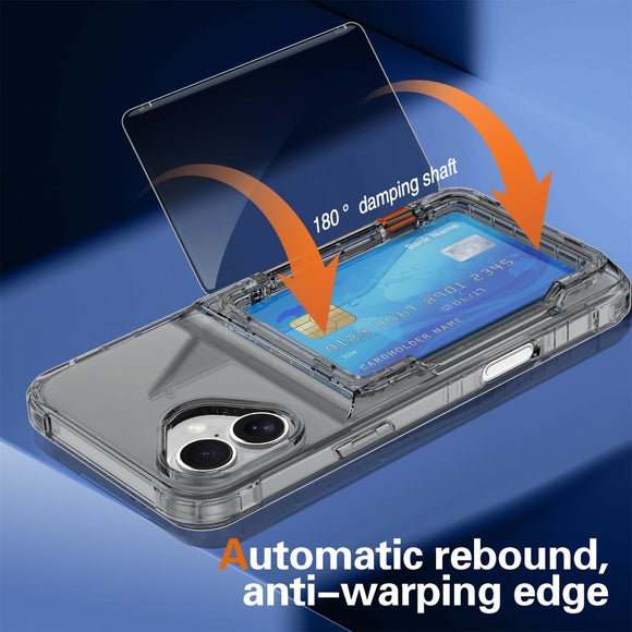 EIDERWOOD iPhone 16 Hybrid Plastik Cover m. Kortholder - Gennemsigtig Sort
