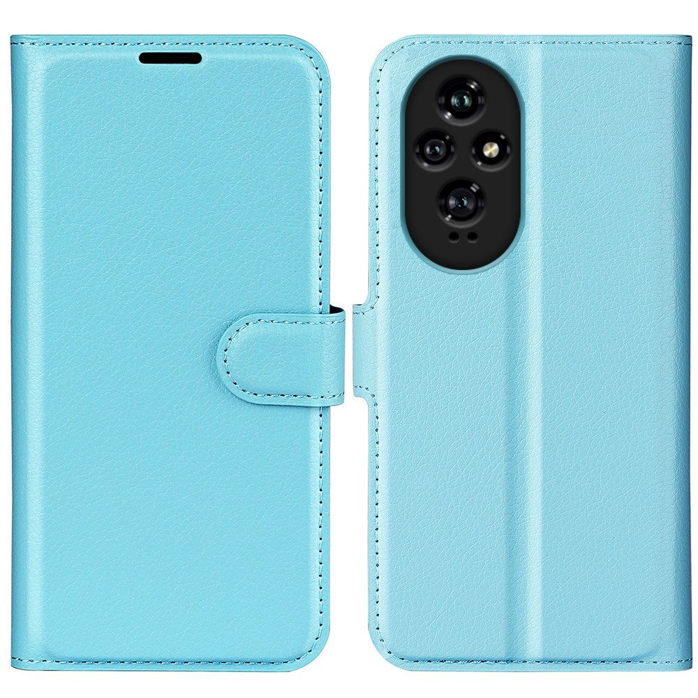 EIDERWOOD Honor 200 5G Cover med Kortholder – Litchi Tekstur Kunstlæder Flip Cover - Blå