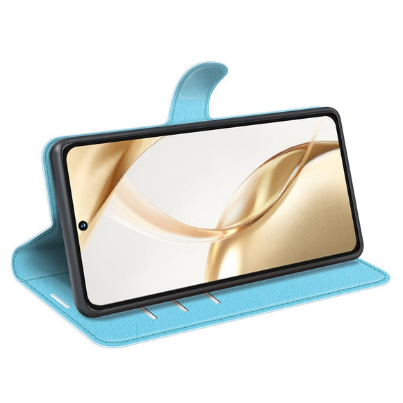 EIDERWOOD Honor 200 5G Cover med Kortholder – Litchi Tekstur Kunstlæder Flip Cover - Blå