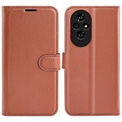 EIDERWOOD Honor 200 5G Cover med Kortholder – Litchi Tekstur Kunstlæder Flip Cover - Brun