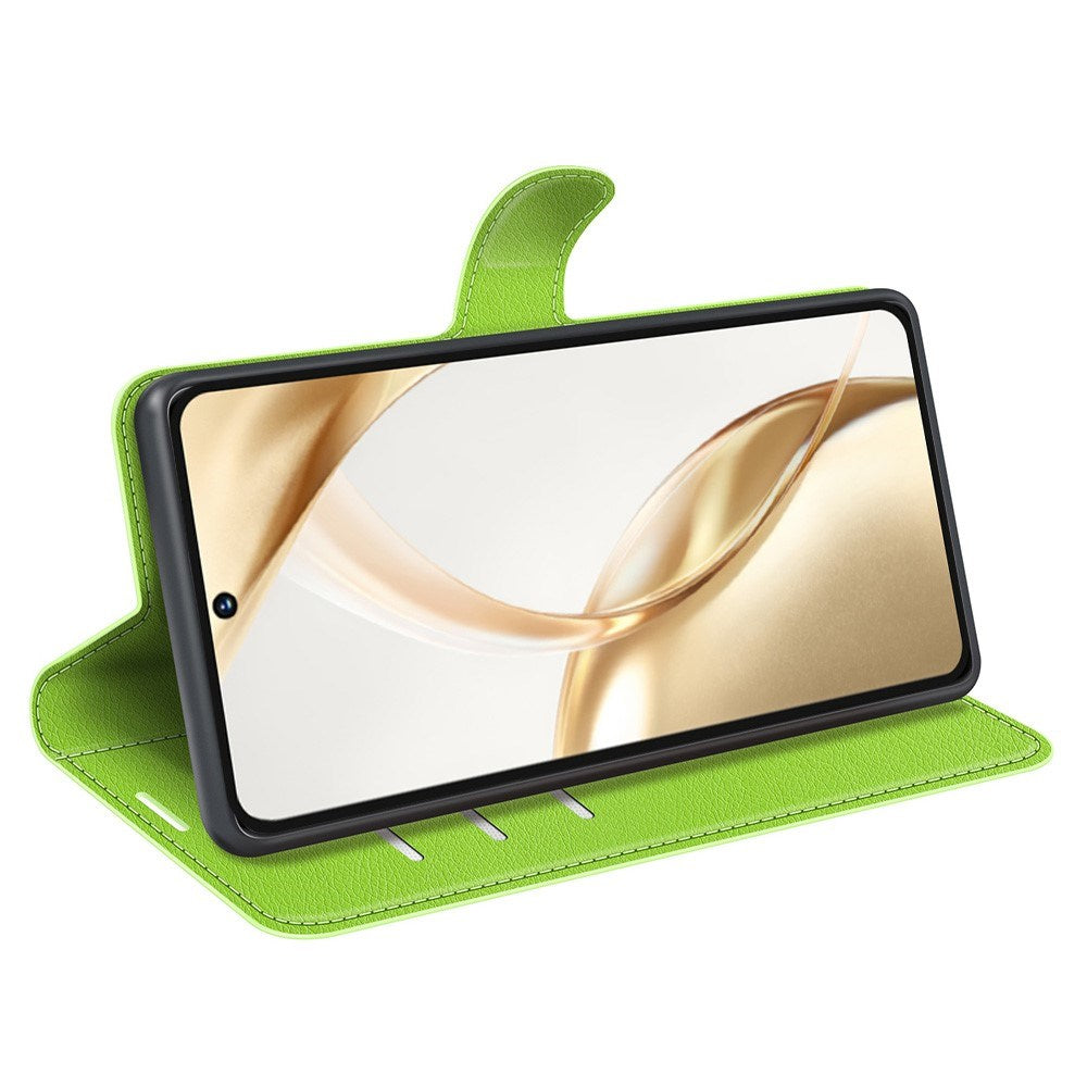 EIDERWOOD Honor 200 5G Cover med Kortholder – Litchi Tekstur Kunstlæder Flip Cover - Grøn