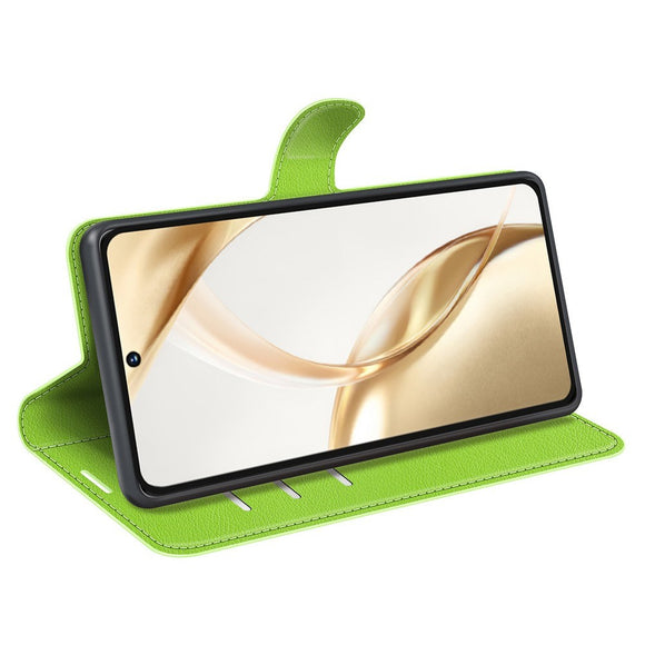 EIDERWOOD Honor 200 5G Cover med Kortholder – Litchi Tekstur Kunstlæder Flip Cover - Grøn