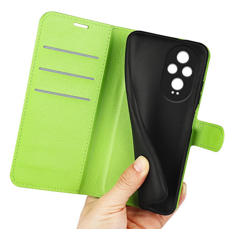 EIDERWOOD Honor 200 5G Cover med Kortholder – Litchi Tekstur Kunstlæder Flip Cover - Grøn