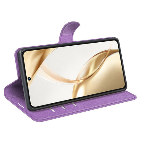 EIDERWOOD Honor 200 5G Cover med Kortholder – Litchi Tekstur Kunstlæder Flip Cover - Lilla