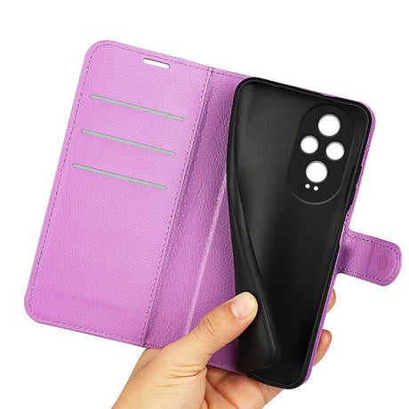 EIDERWOOD Honor 200 5G Cover med Kortholder – Litchi Tekstur Kunstlæder Flip Cover - Lilla