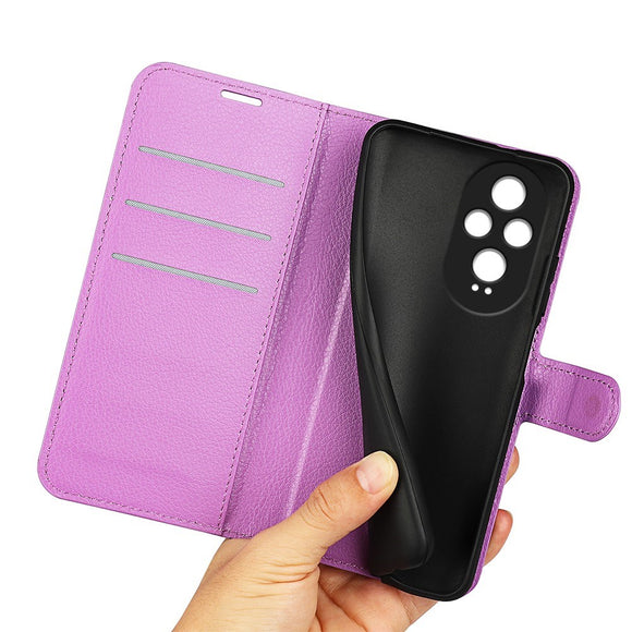 EIDERWOOD Honor 200 5G Cover med Kortholder – Litchi Tekstur Kunstlæder Flip Cover - Lilla
