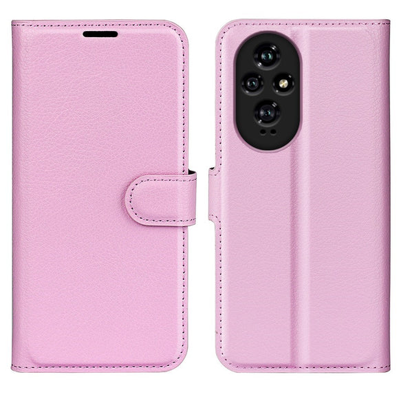 EIDERWOOD Honor 200 5G Cover med Kortholder – Litchi Tekstur Kunstlæder Flip Cover - Pink