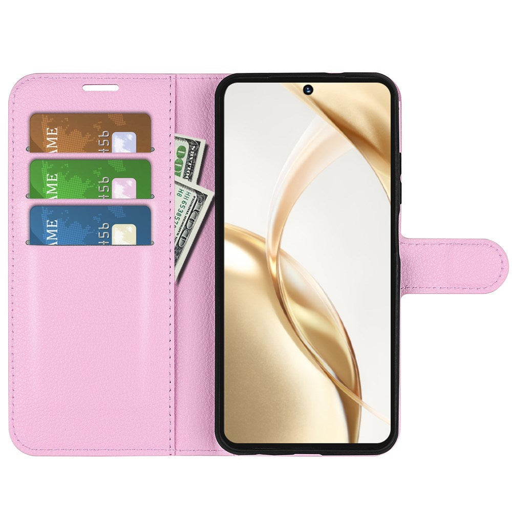 EIDERWOOD Honor 200 5G Cover med Kortholder – Litchi Tekstur Kunstlæder Flip Cover - Pink