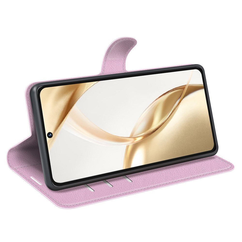 EIDERWOOD Honor 200 5G Cover med Kortholder – Litchi Tekstur Kunstlæder Flip Cover - Pink