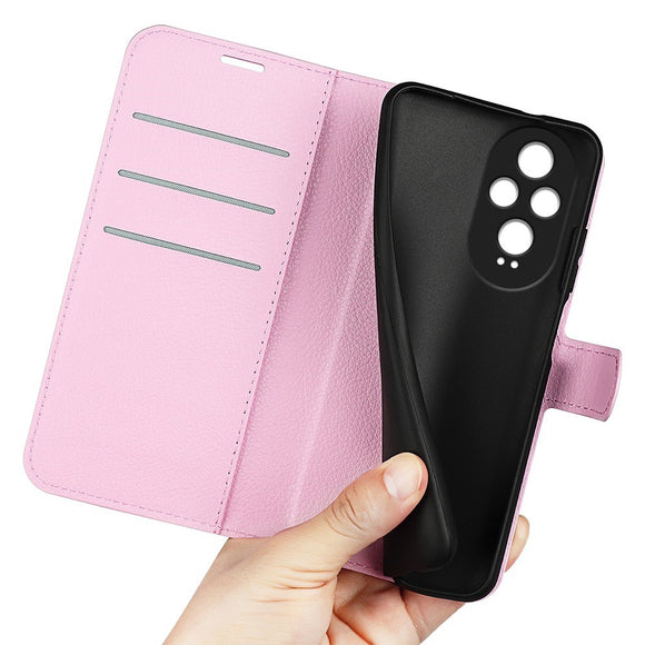 EIDERWOOD Honor 200 5G Cover med Kortholder – Litchi Tekstur Kunstlæder Flip Cover - Pink
