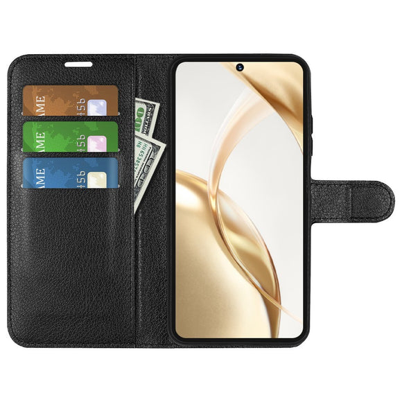 EIDERWOOD Honor 200 5G Cover med Kortholder – Litchi Tekstur Kunstlæder Flip Cover - Sort
