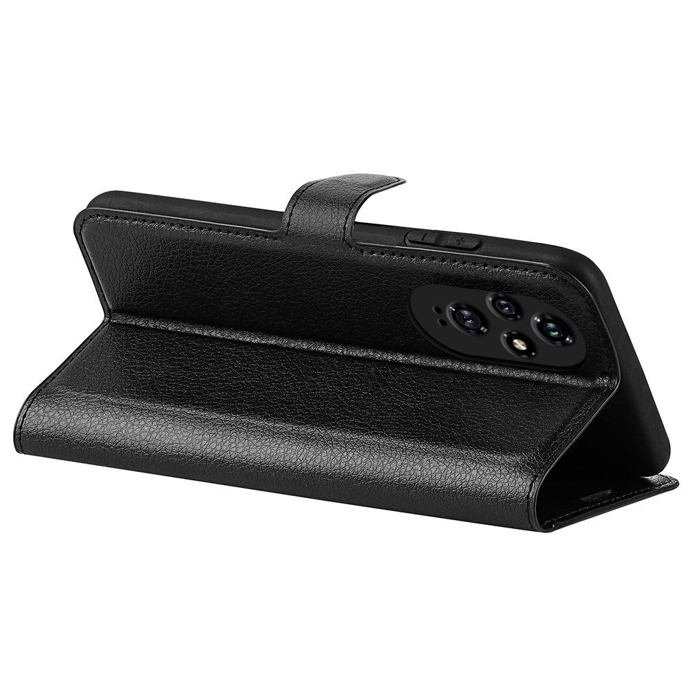 EIDERWOOD Honor 200 5G Cover med Kortholder – Litchi Tekstur Kunstlæder Flip Cover - Sort