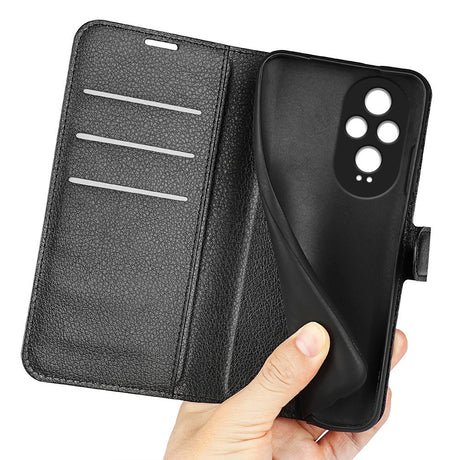 EIDERWOOD Honor 200 5G Cover med Kortholder – Litchi Tekstur Kunstlæder Flip Cover - Sort