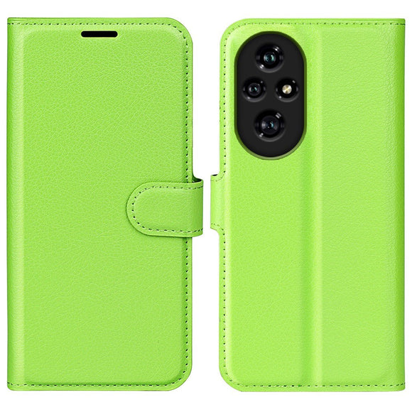 EIDERWOOD Honor 200 Pro (5G) Kunstlæder Flip Cover m. Kortholder & Ståfunktion - Grøn