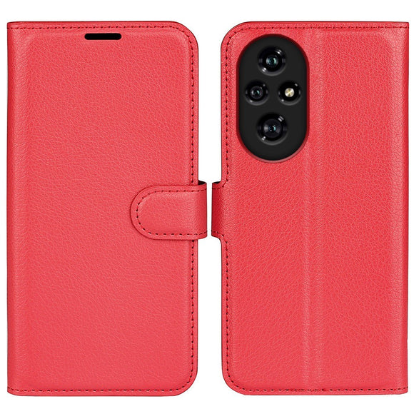 EIDERWOOD Honor 200 Pro (5G) Kunstlæder Flip Cover m. Kortholder & Ståfunktion - Rød