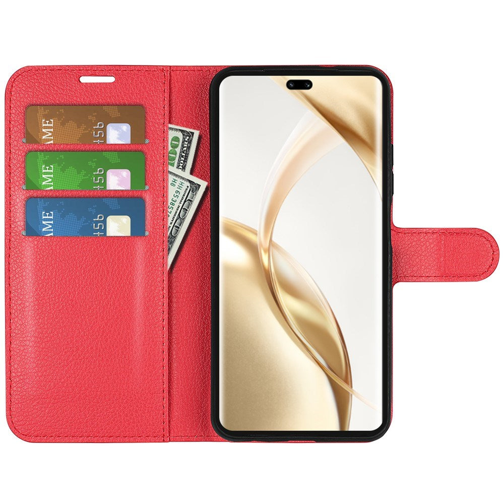 EIDERWOOD Honor 200 Pro (5G) Kunstlæder Flip Cover m. Kortholder & Ståfunktion - Rød