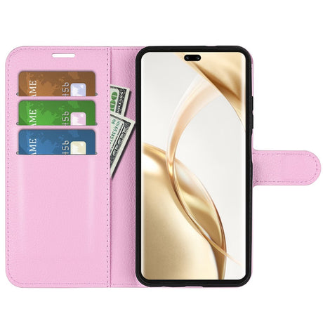 EIDERWOOD Honor 200 Pro (5G) Kunstlæder Flip Cover m. Kortholder & Ståfunktion - Lyserød