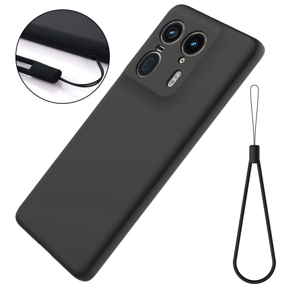 EIDERWOOD Motorola Edge 50 Ultra Liquid Silikone Cover m. Strop - Sort